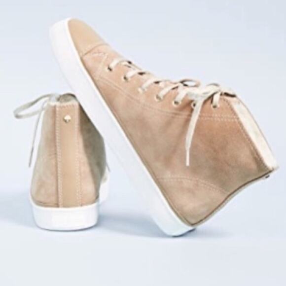 Kate Spade | Lendal High Top Sneakers Shoes Lace-Up Suede Sherpa Tan Size 7 - Picture 2 of 10